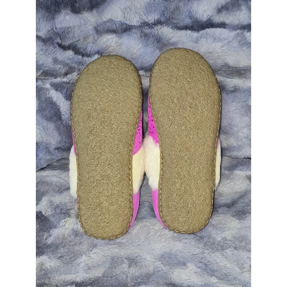 NWB Sorel Youth Nakiska‎ Slide II Pink Sequin Fur Lined Slippers Size 5